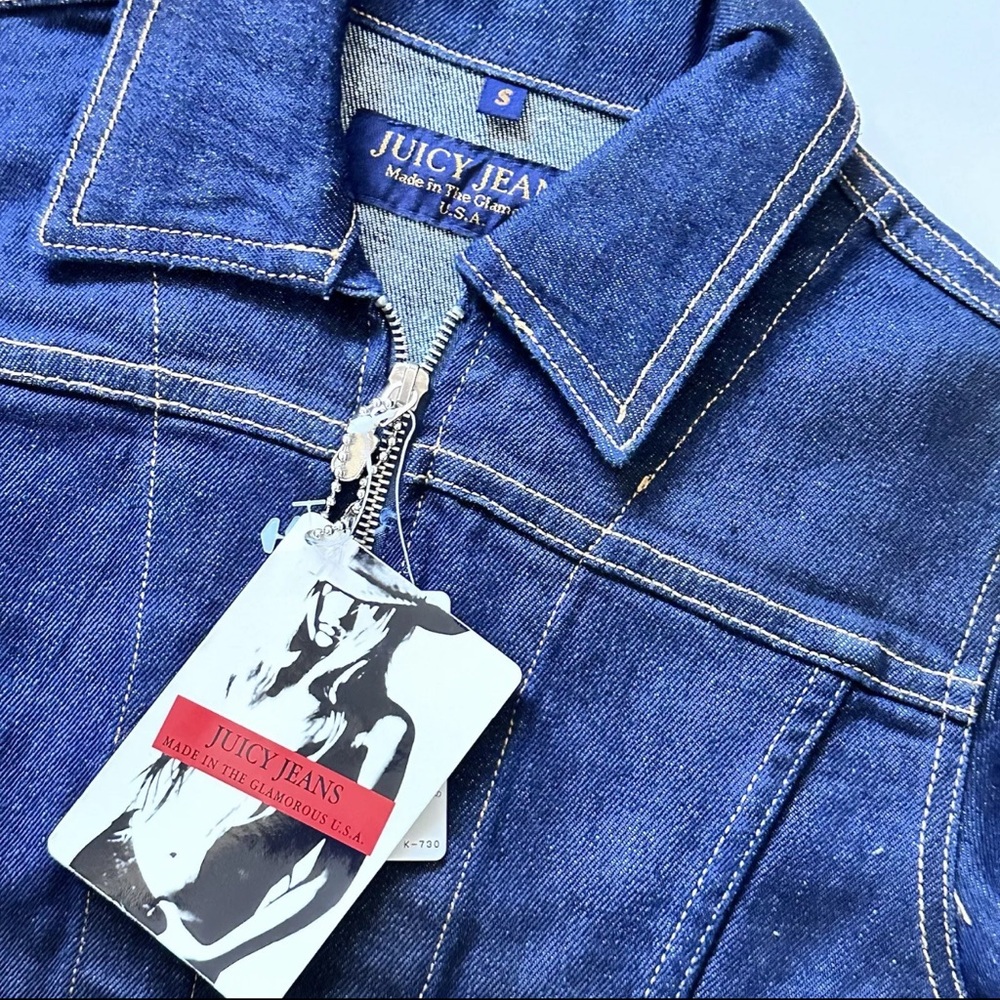 NWT Juicy Couture Women's Blue Denim Jacket S Zip Vintage Y2K